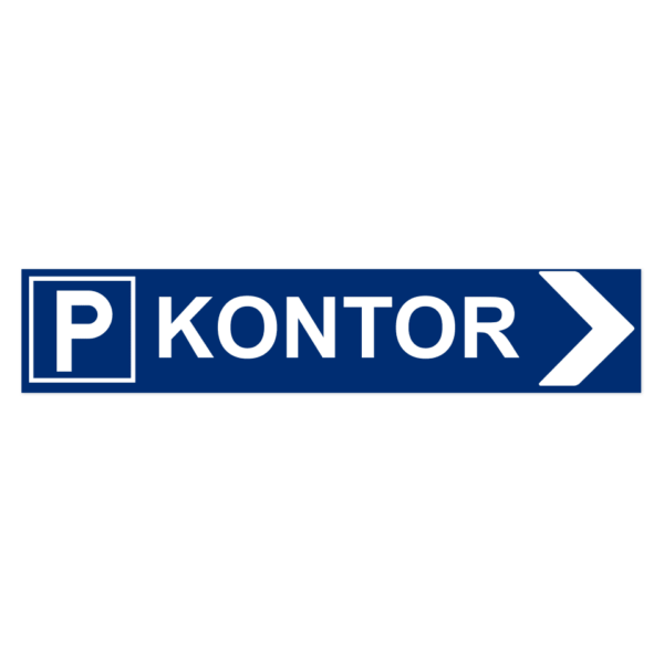 Skylten - Parkering kontor pil h&ouml;ger. Skylt f&ouml;r parkering kontor med h&ouml;gerpil, hj&auml;lper bes&ouml;kare och anst&auml;llda att hitta r&auml;tt parkeringsplats f&ouml;r kontoret. Tillg&auml;nglig i olika material och storlekar av aluminium f&ouml;r v&auml;gg- eller stolpmontage.