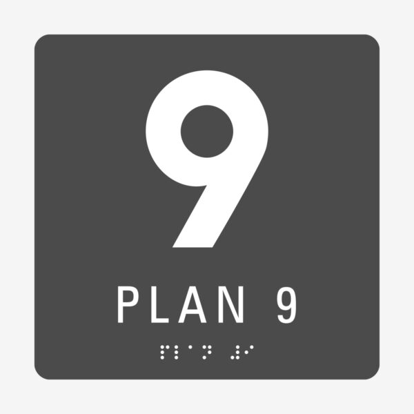 Plan 9, gr&aring; med vit text